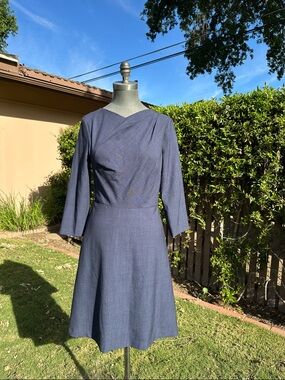Banana Republic Navy Blue Long-Sleeve A-Line Dress